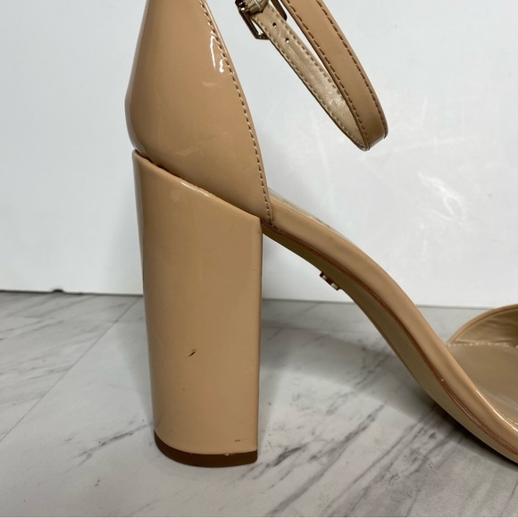 Sam Edelman Yaro Neutral Faux Patent Leather Block Heel Sandal 10 1/2 - Picture 8 of 14
